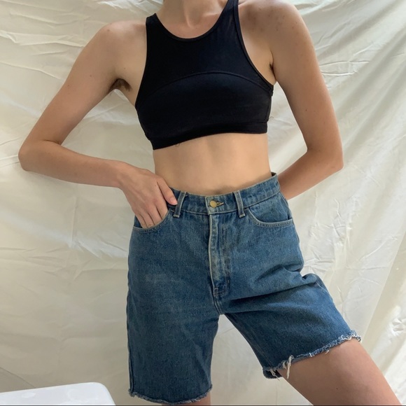 American Apparel Long Denim Cut Off Shorts - Picture 2 of 9